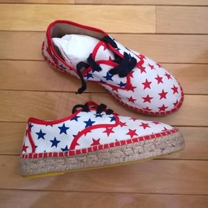 Star Print Espadrilles Chunky Platform Shoes
